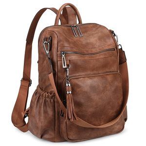 Travel Backpack Purse for Women Vegan Leather Ladies Fashion Tassel Shoulder💖